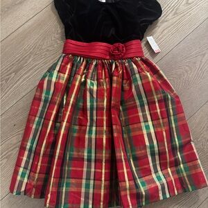 Bonnie Jean Black and Red Plaid Formal Dress